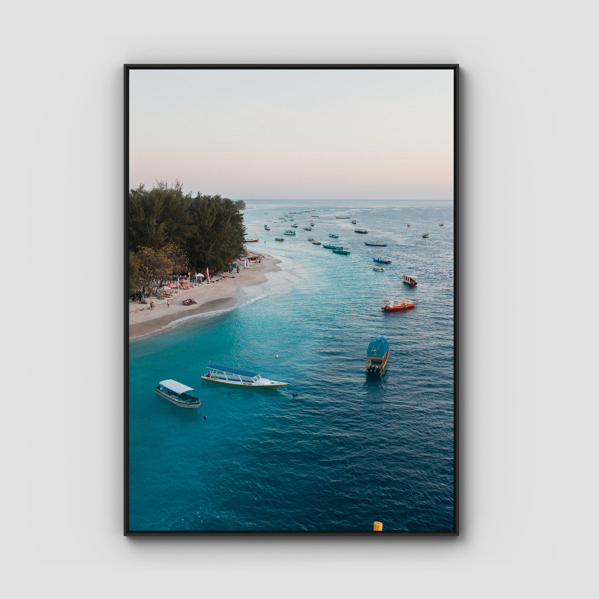 Gili T Island Sunrise ii - Art Print - Float Frame Canvas - Black - Portrait