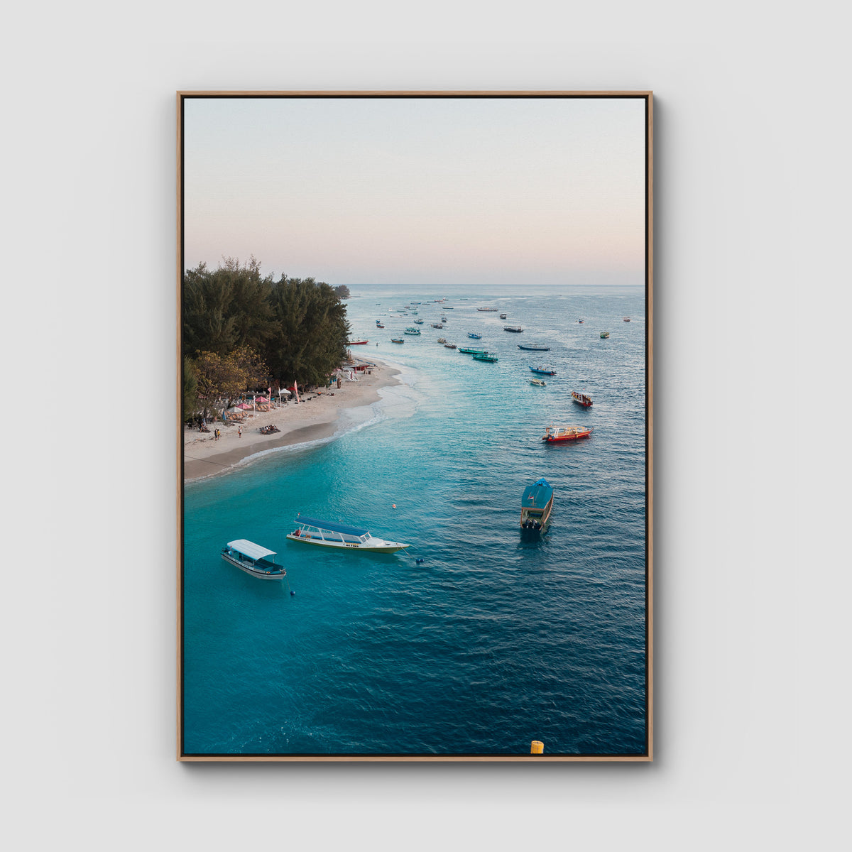 Gili T Island Sunrise ii - Art Print - Float Frame Canvas - Raw Oak - Portrait