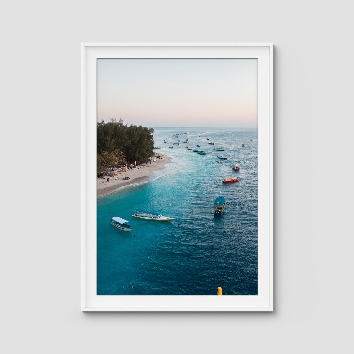 Gili T Island Sunrise ii - Art Print - Traditional Frame - White - Portrait
