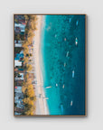 Gili T Boats - Art Print - Float Frame Canvas - Raw Oak - Portrait