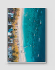Gili T Boats - Art Print - Float Frame Canvas - White - Portrait
