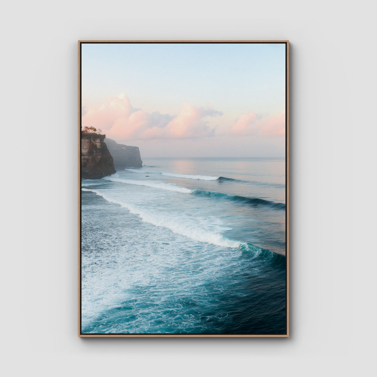 Uluwatu Sunsets - Art Print - Float Frame Canvas - Raw Oak - Portrait