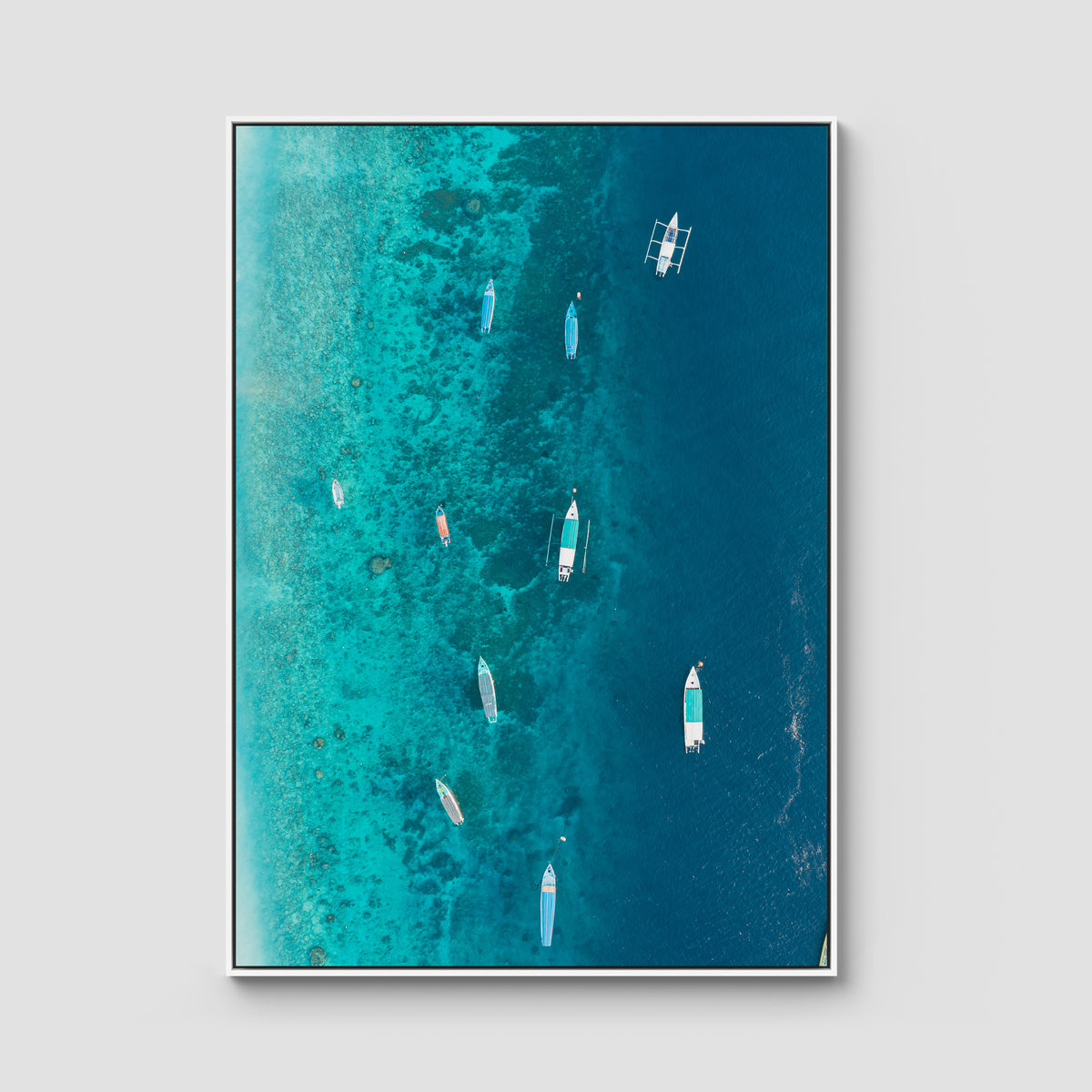 Gili T Bluewater - Art Print - Float Frame Canvas - White - Portrait