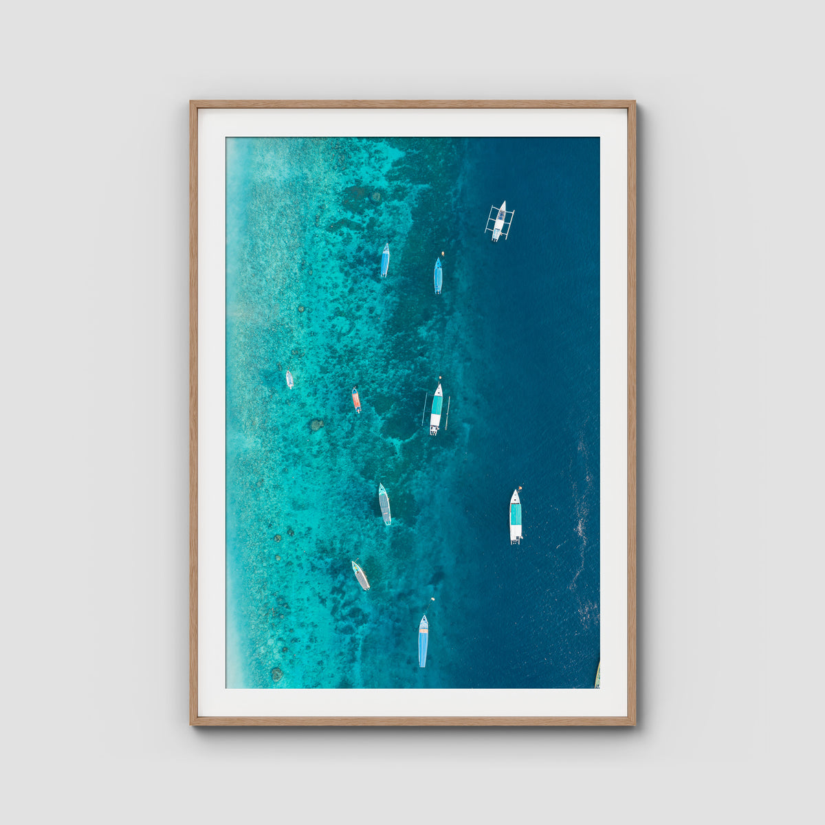 Gili T Bluewater - Art Print - Traditional Frame - Raw Oak - Portrait