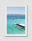Gili T Longboat - Art Print - Traditional Frame - White - Portrait