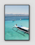 Gili T Longboat - Art Print - Float Frame Canvas - Black - Portrait