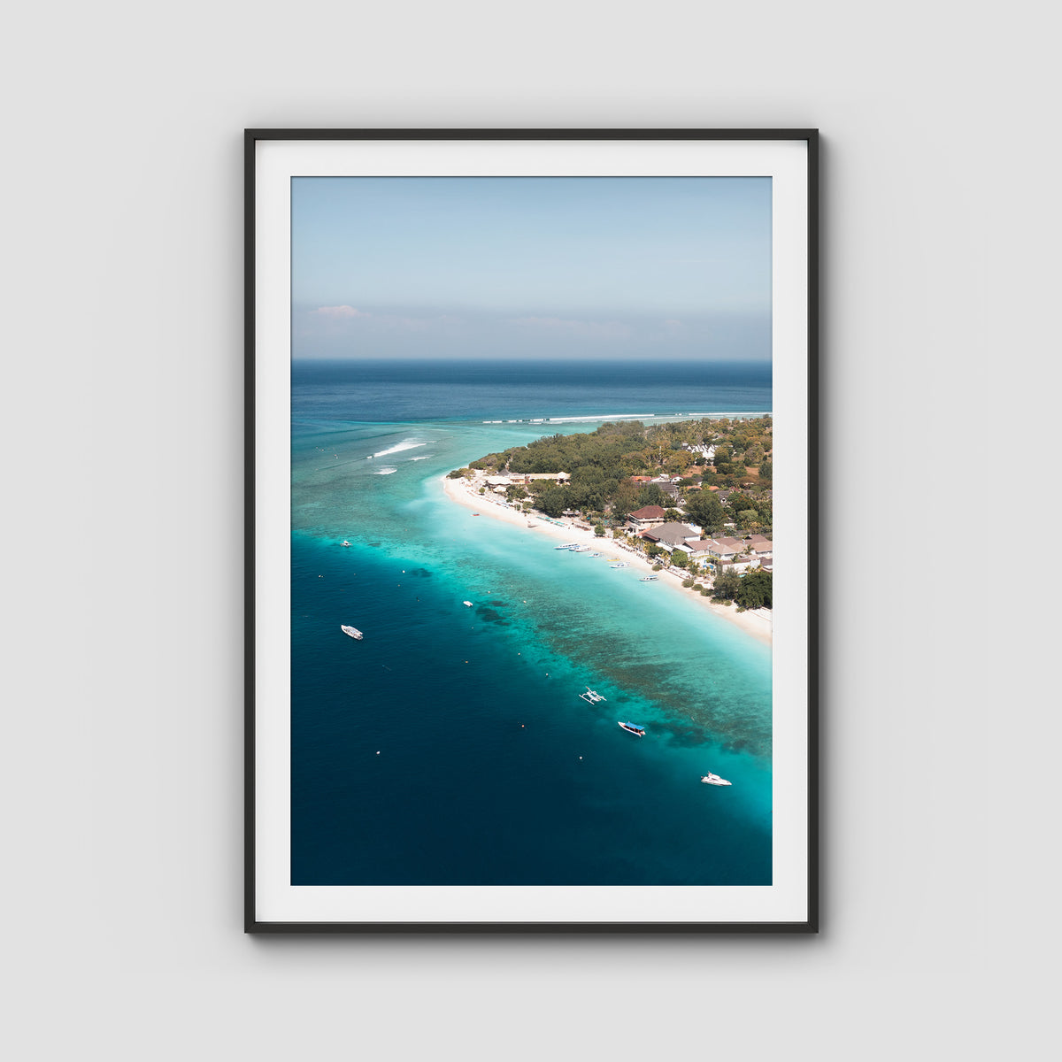 Gili T Reef Break - Art Print - Traditional Frame - Black - Portrait