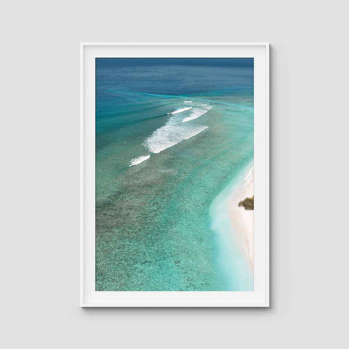 Gili T Surf Break - Art Print - Traditional Frame - White - Portrait