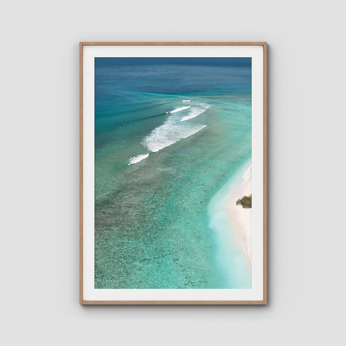 Gili T Surf Break - Art Print - Traditional Frame - Raw Oak - Portrait