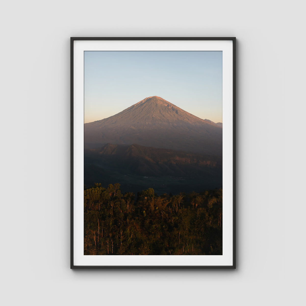 Mount Agung Sunrise - Art Print - Traditional Frame - Black - Portrait