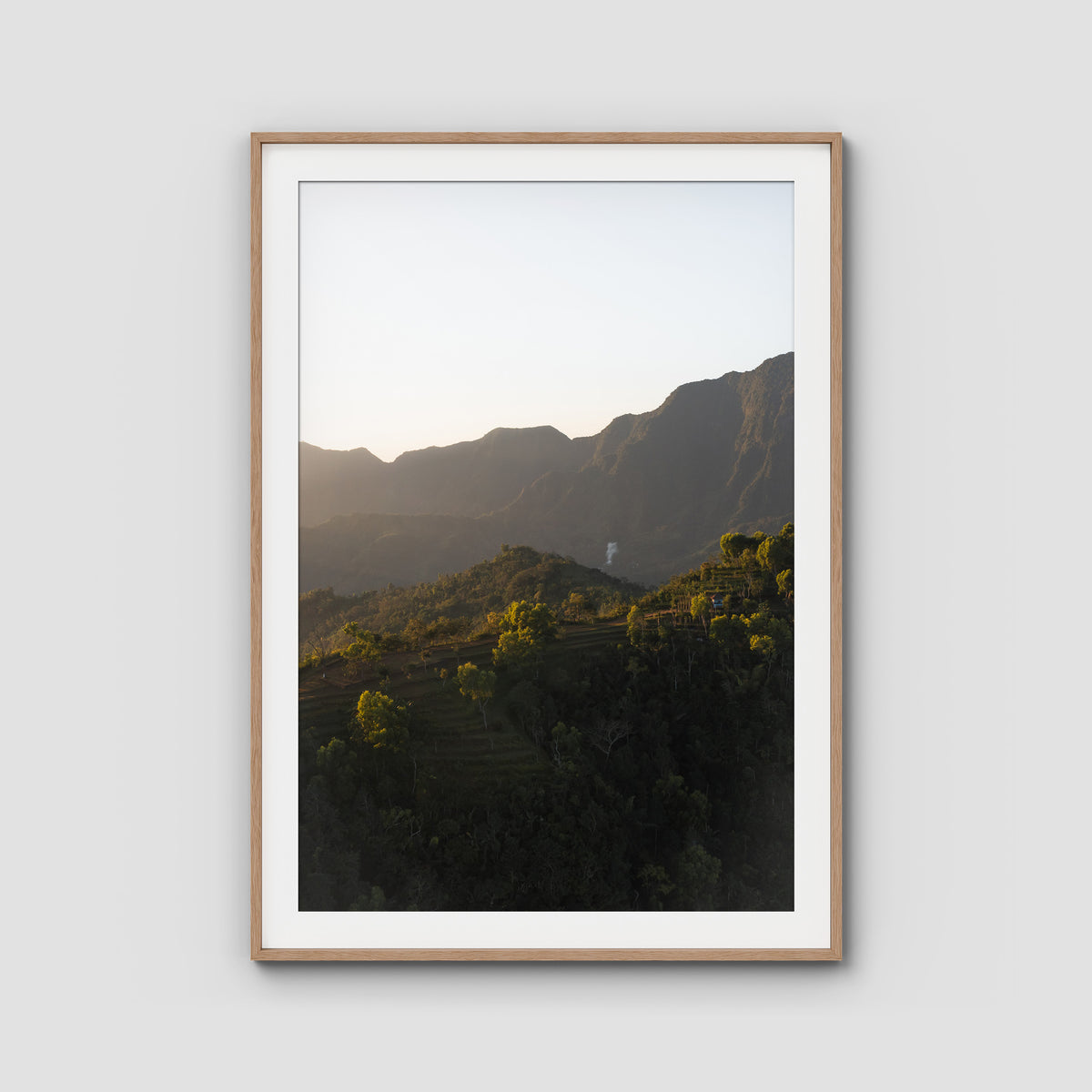 Jungle Morning Light - Bali  - Art Print - Traditional Frame - Raw Oak - Portrait