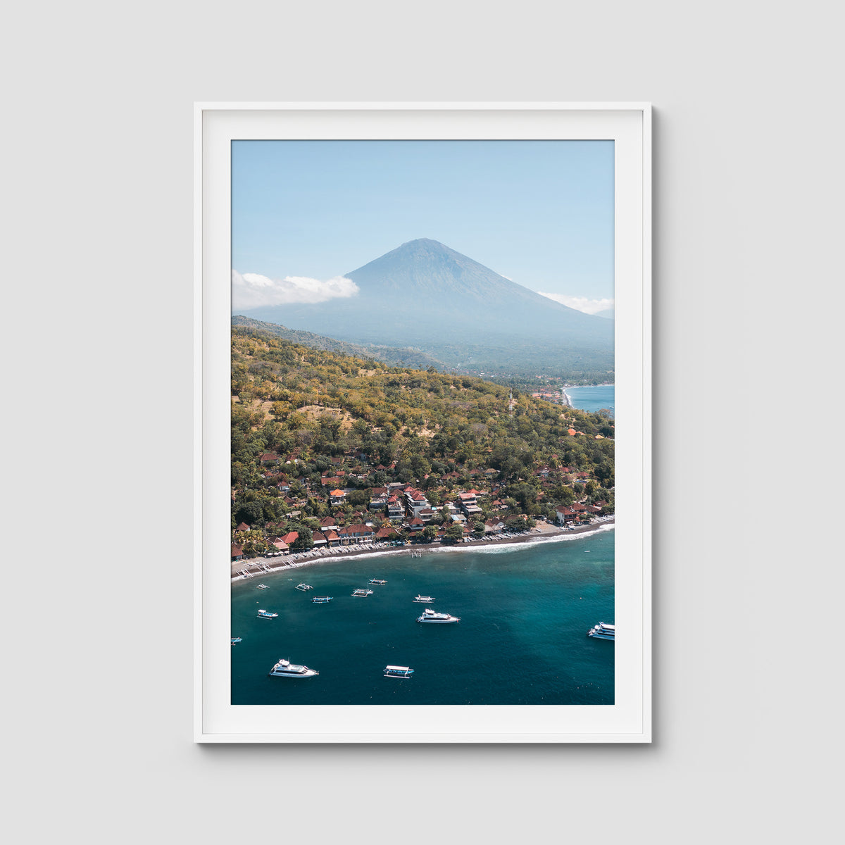 Amed &amp; Mount Agung ii - Art Print - Traditional Frame - White - Portrait
