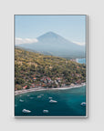 Amed & Mount Agung ii - Art Print - Float Frame Canvas - White - Portrait