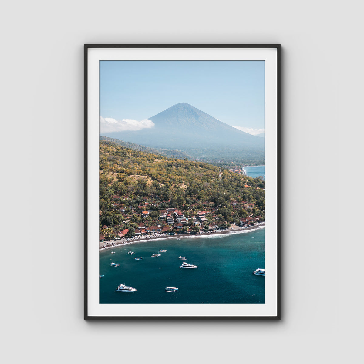 Amed &amp; Mount Agung ii - Art Print - Traditional Frame - Black - Portrait