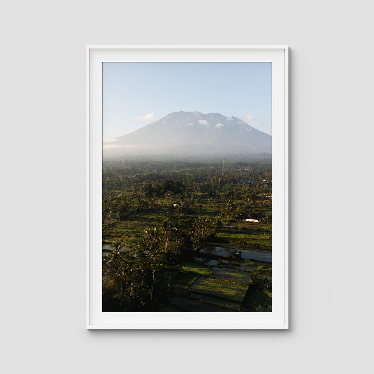 Rice Paddy Sunset East Bali ii  - Art Print - Traditional Frame - White - Portrait