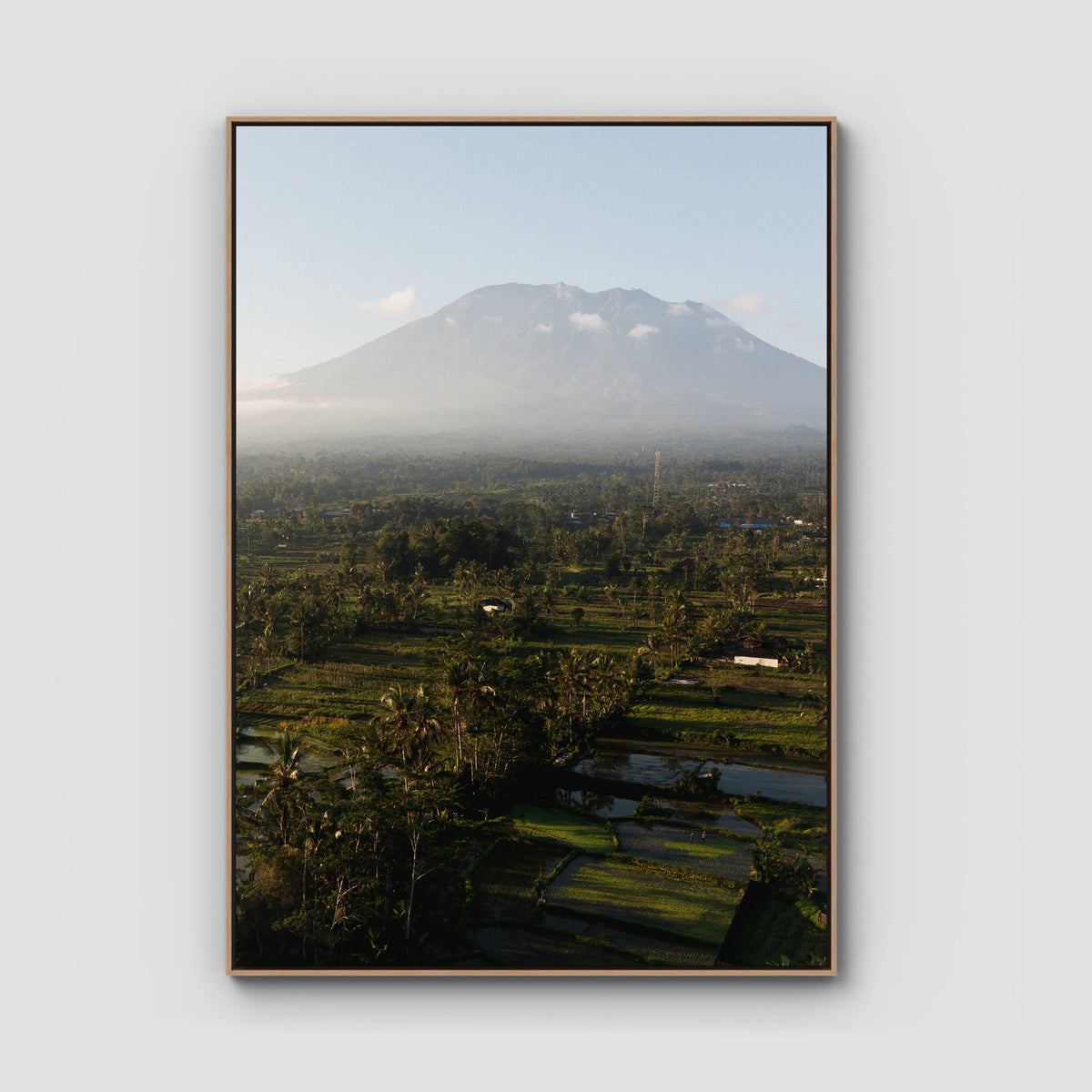 Rice Paddy Sunset East Bali ii  - Art Print - Float Frame Canvas - Raw Oak - Portrait