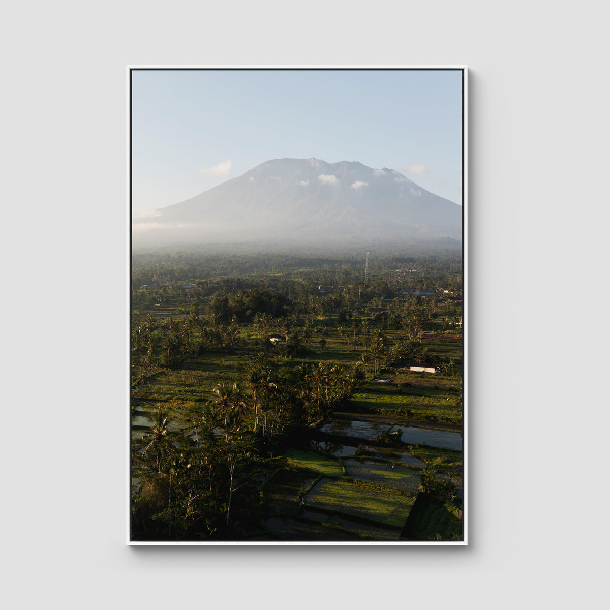 Rice Paddy Sunset East Bali ii  - Art Print - Float Frame Canvas - White - Portrait