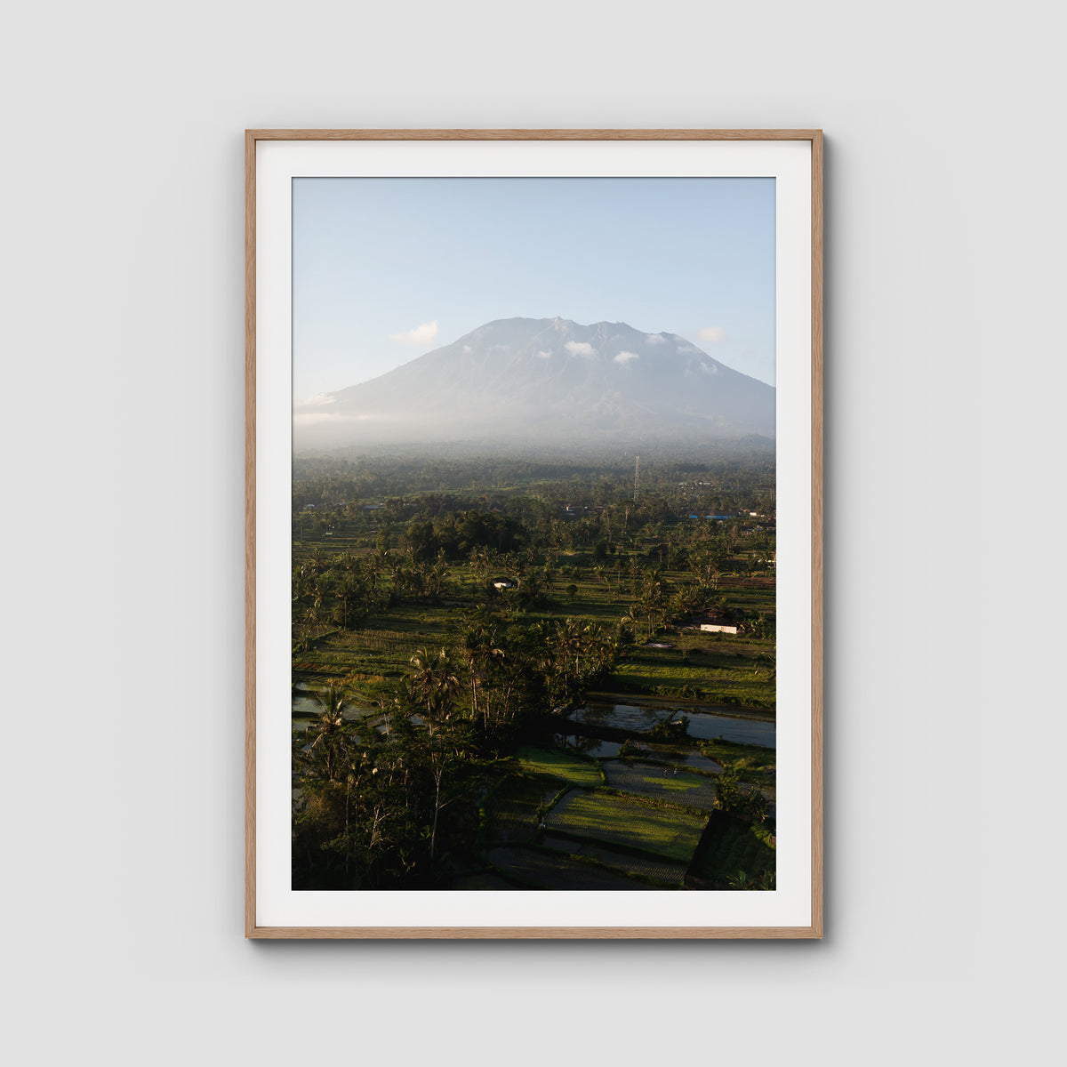 Rice Paddy Sunset East Bali ii  - Art Print - Traditional Frame - Raw Oak - Portrait