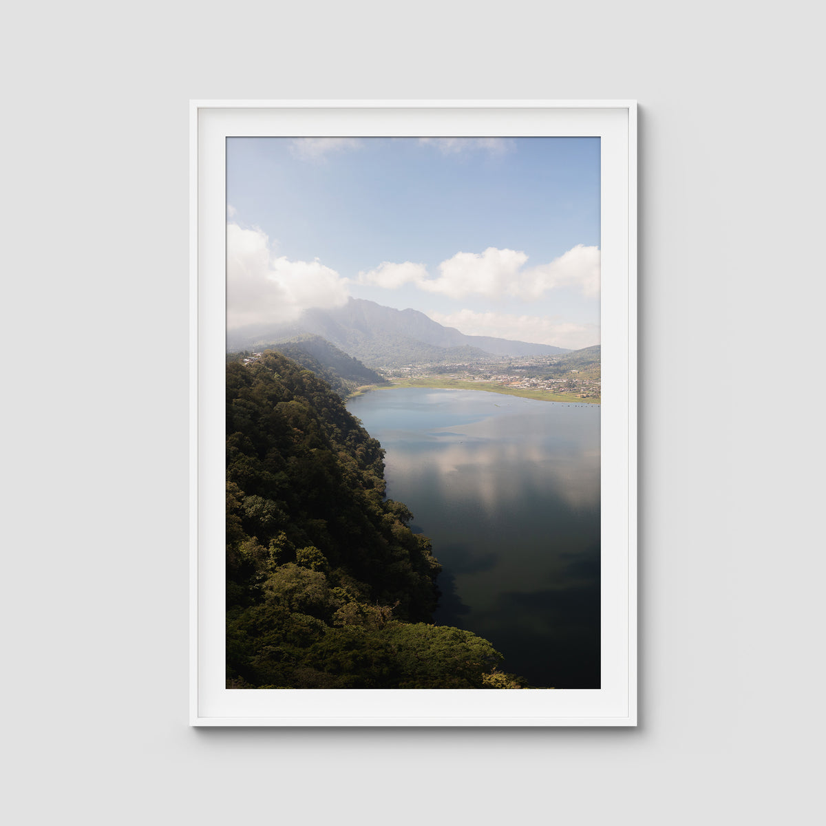 Lake Batur Bali - Art Print - Traditional Frame - White - Portrait