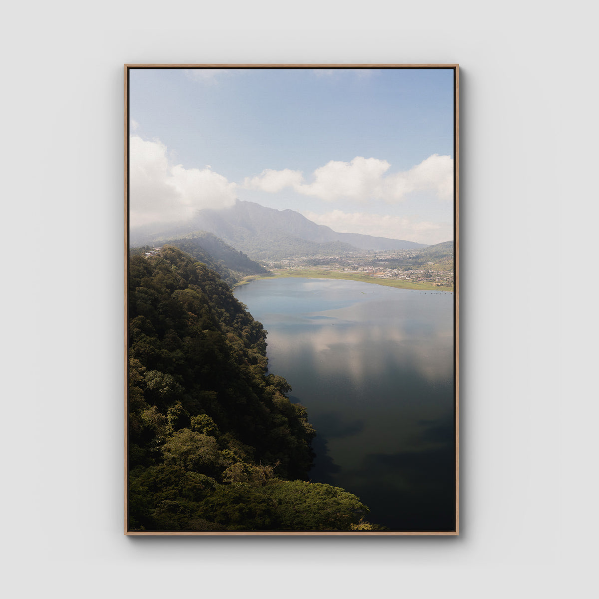 Lake Batur Bali - Art Print - Float Frame Canvas - Raw Oak - Portrait