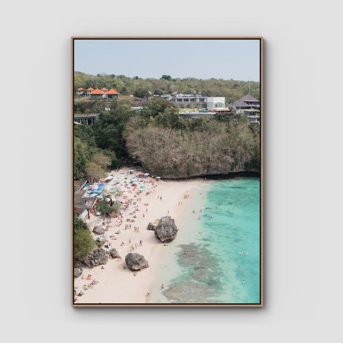 Padang Padang Beach ii - Art Print - Float Frame Canvas - Raw Oak - Portrait