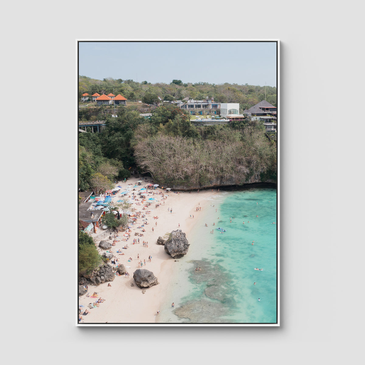 Padang Padang Beach ii - Art Print - Float Frame Canvas - White - Portrait