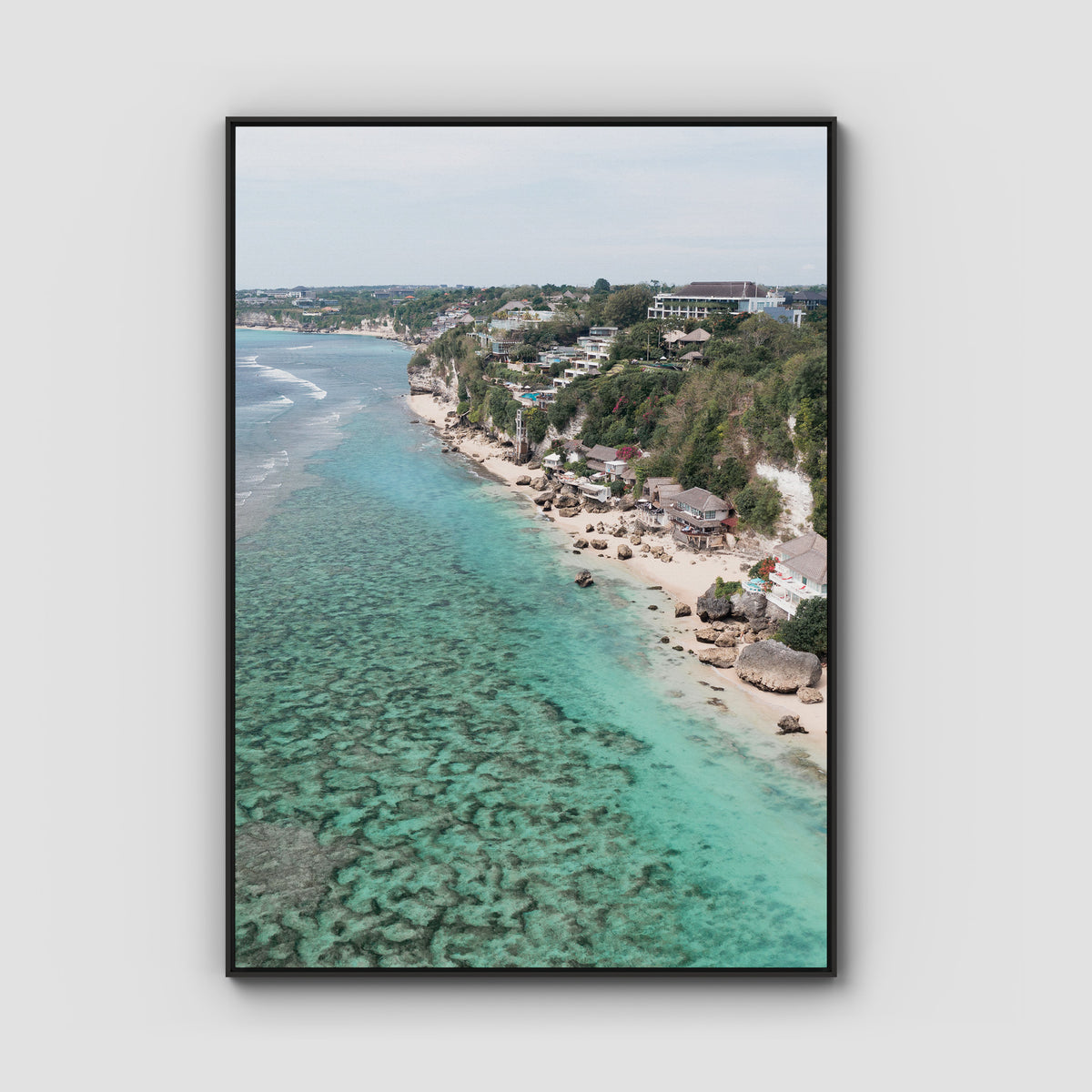Padang Padang Coastline - Art Print - Float Frame Canvas - Black - Portrait