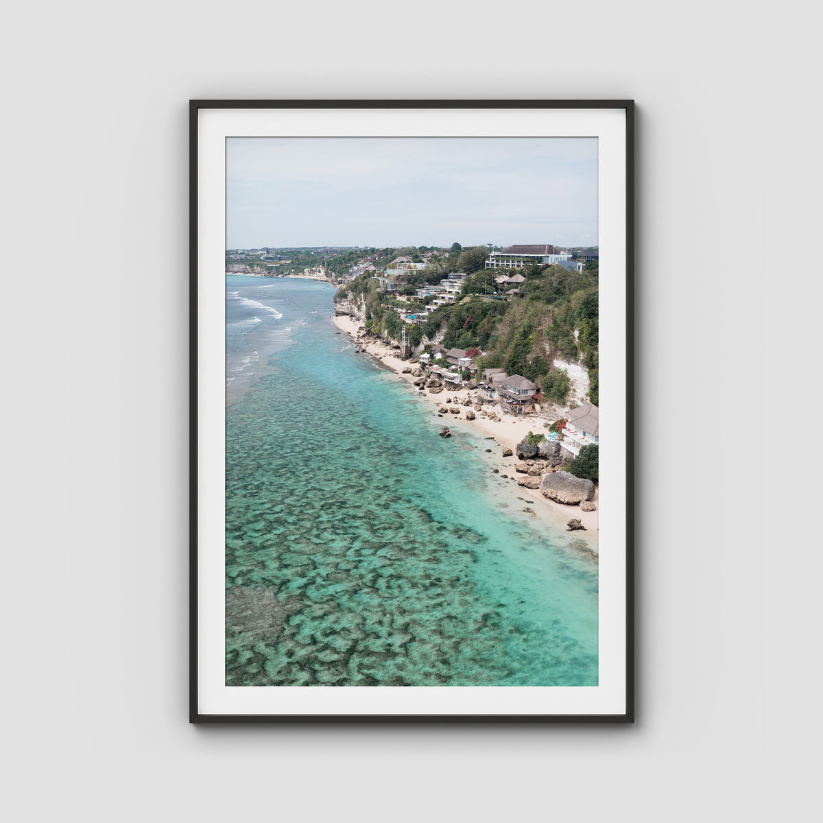 Padang Padang Coastline - Art Print - Traditional Frame - Black - Portrait