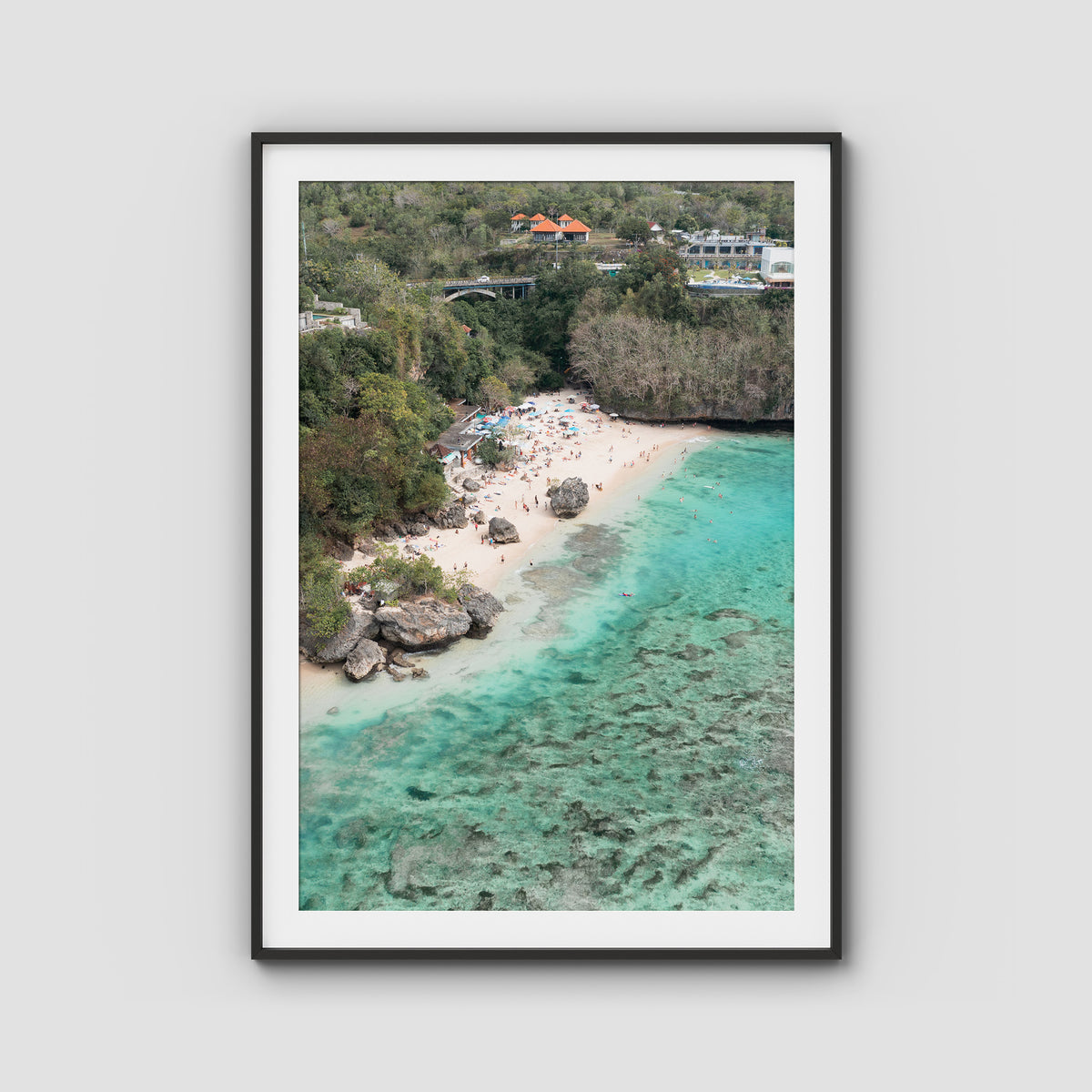 Padang Padang Aerial - Art Print - Traditional Frame - Black - Portrait