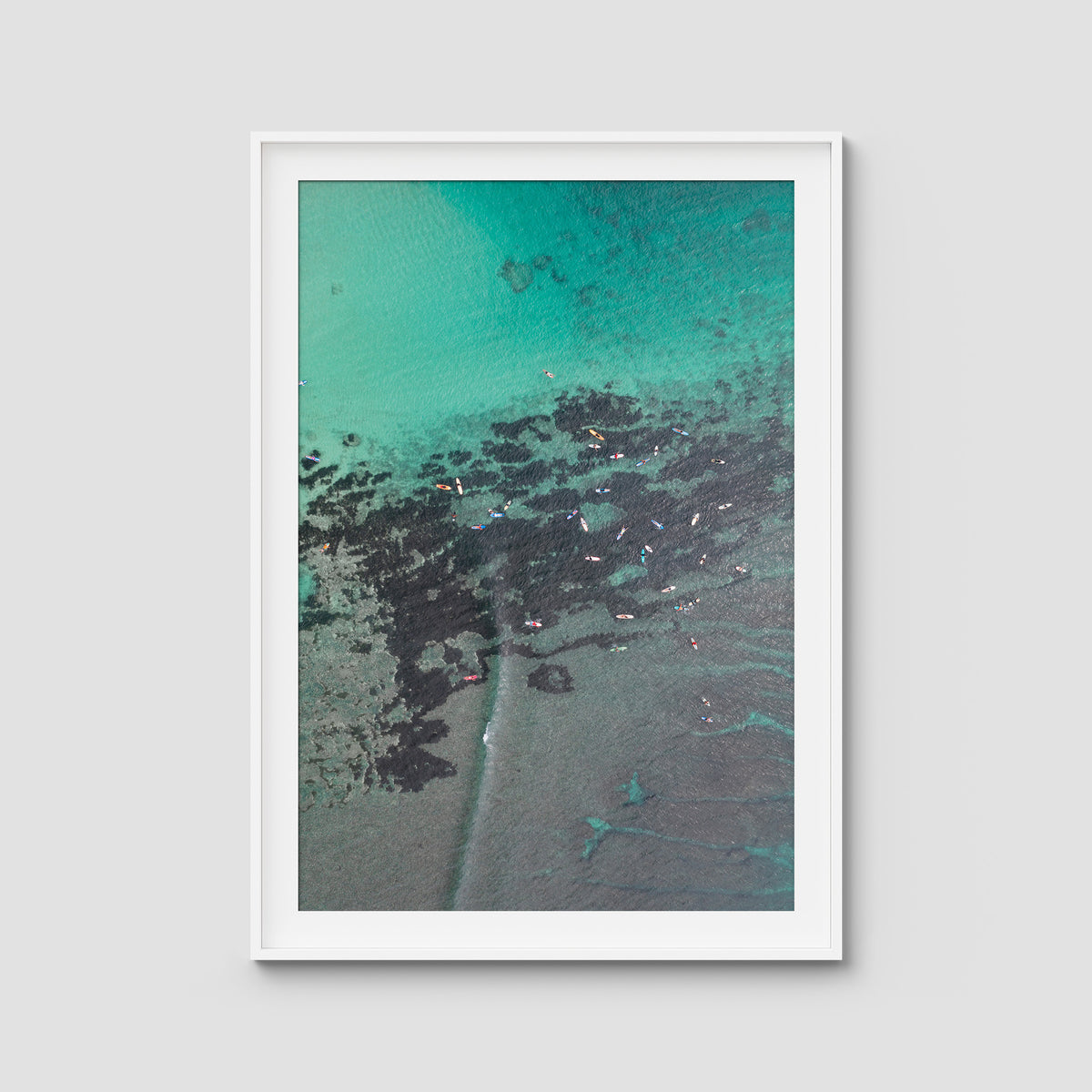 Padang Padang Surfing - Art Print - Traditional Frame - White - Portrait