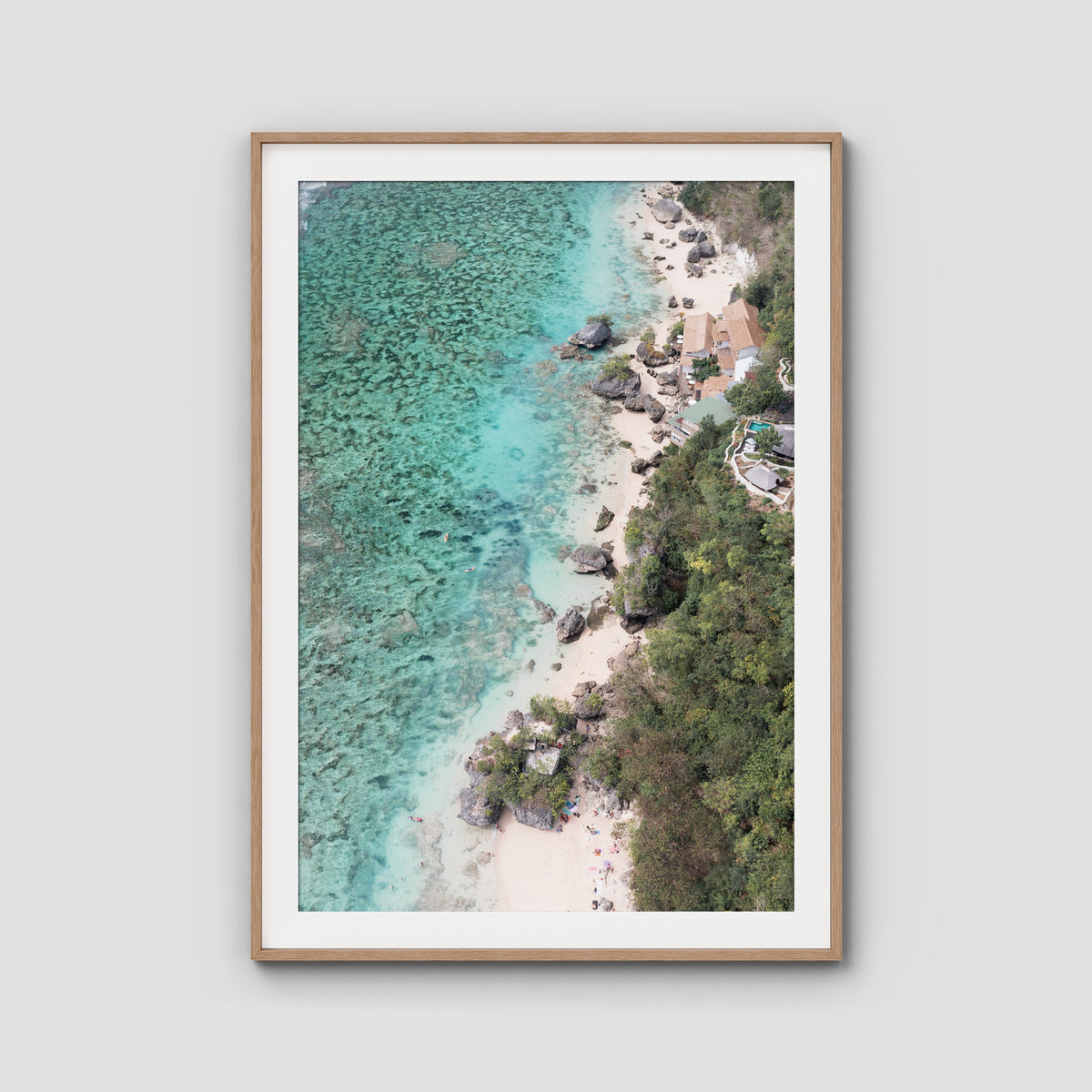 Padang Padang Coastline ii - Art Print - Traditional Frame - Raw Oak - Portrait