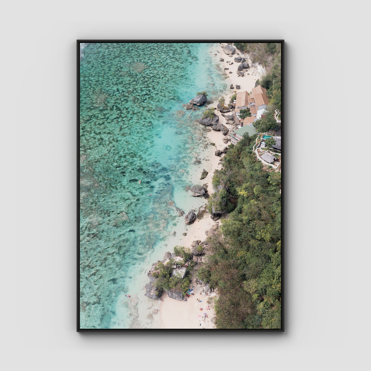 Padang Padang Coastline ii - Art Print - Float Frame Canvas - Black - Portrait