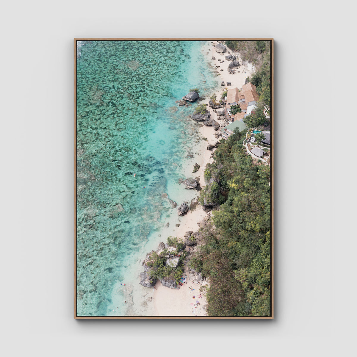 Padang Padang Coastline ii - Art Print - Float Frame Canvas - Raw Oak - Portrait