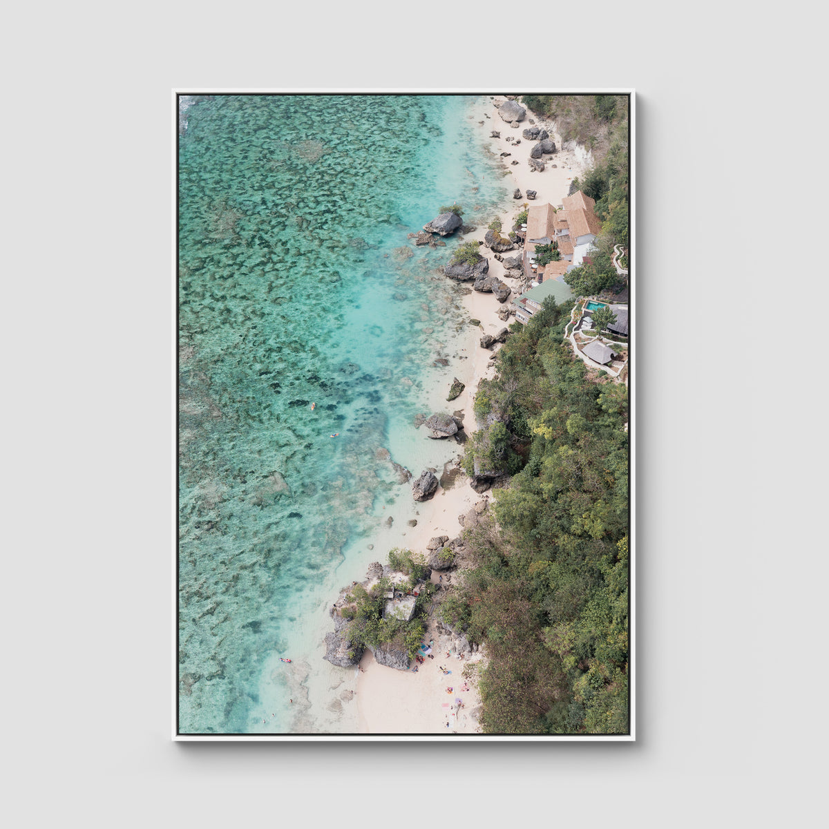 Padang Padang Coastline ii - Art Print - Float Frame Canvas - White - Portrait