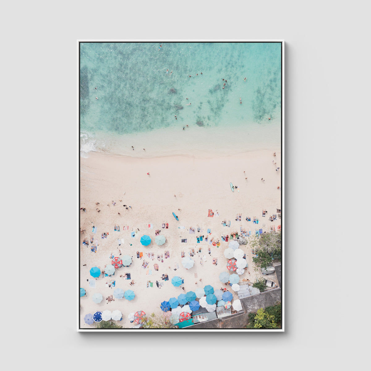Padang Padang Beach Top Down - Art Print - Float Frame Canvas - White - Portrait