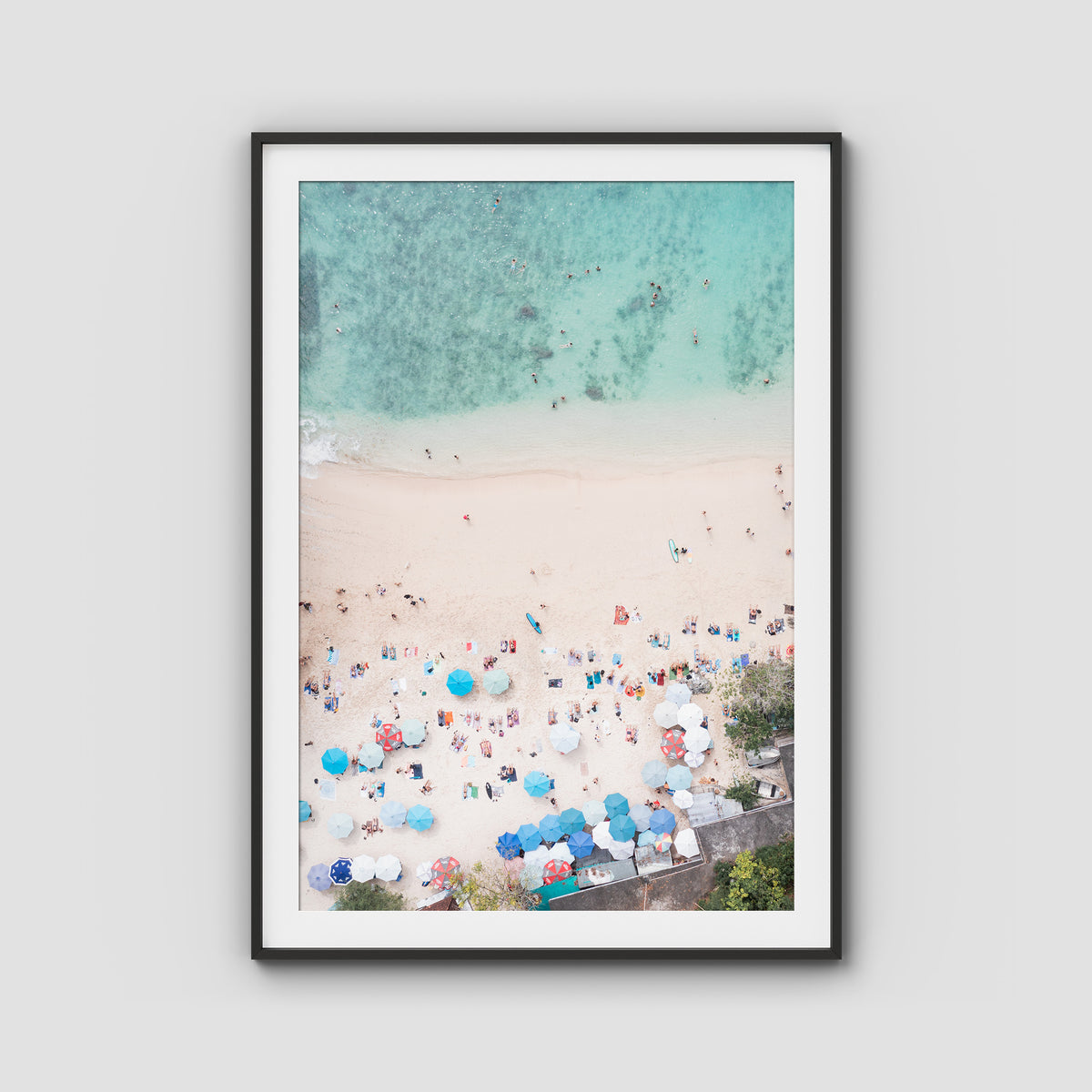 Padang Padang Beach Top Down - Art Print - Traditional Frame - Black - Portrait