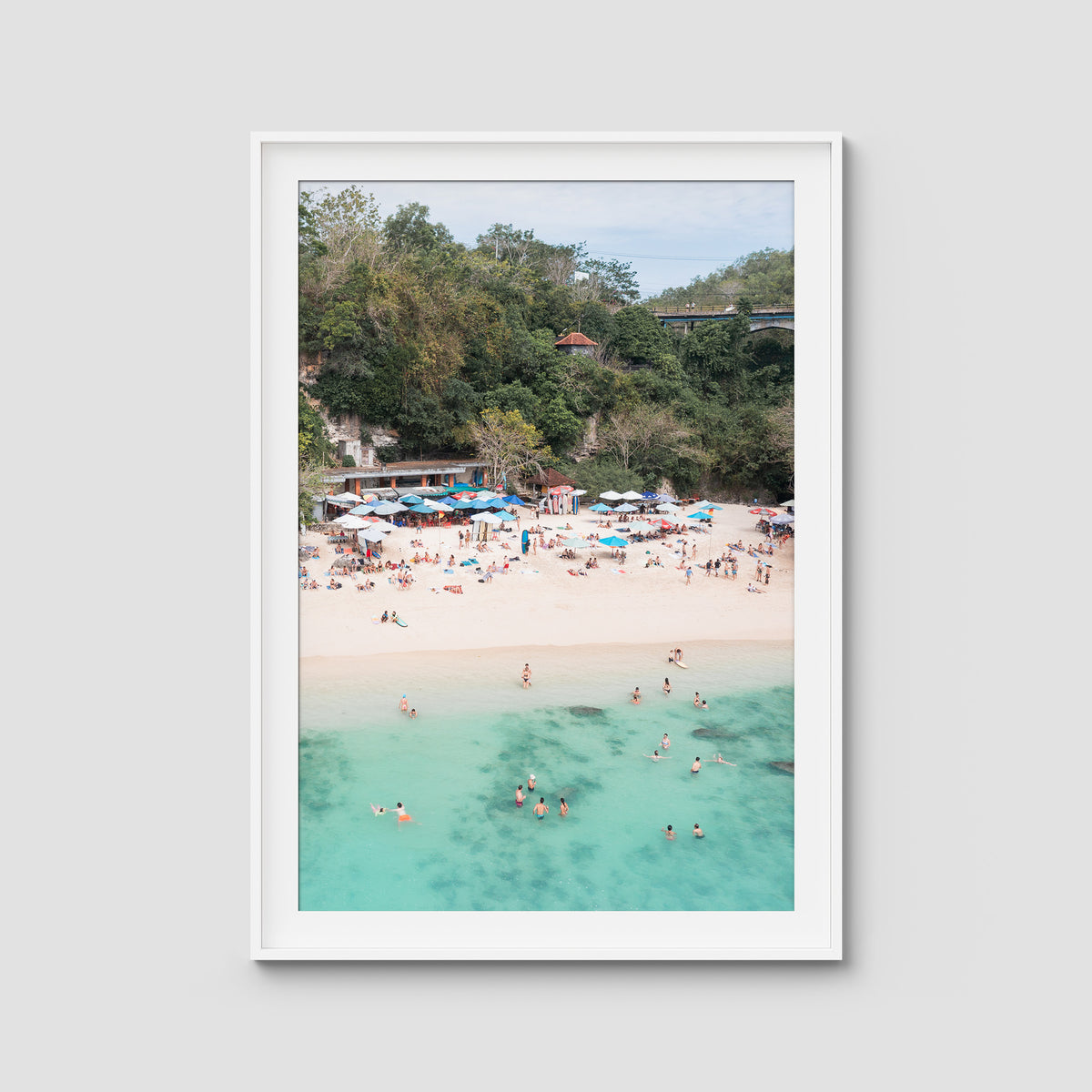 Padang Padang Beach - Art Print - Traditional Frame - White - Portrait