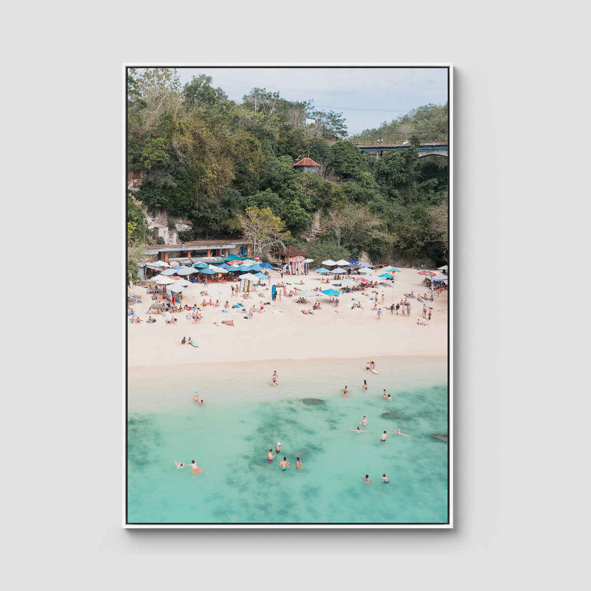 Padang Padang Beach - Art Print - Float Frame Canvas - White - Portrait