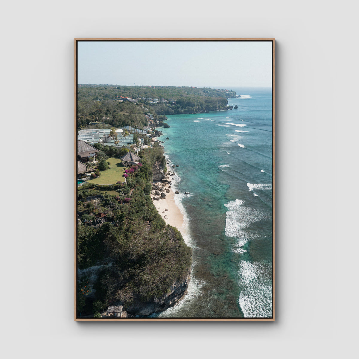 Resort Views - Uluwatu - Art Print - Float Frame Canvas - Raw Oak - Portrait