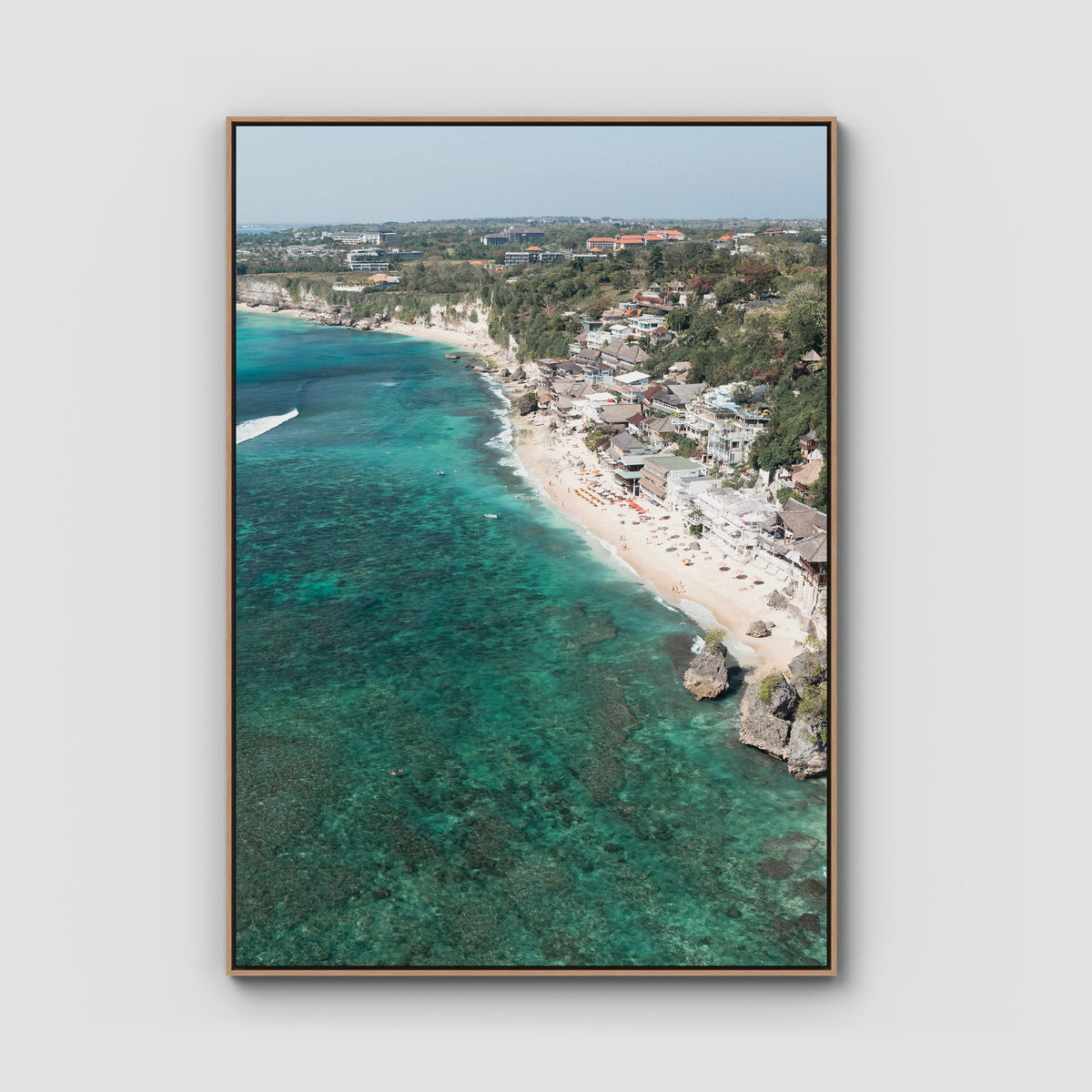 Bingin Reef - Art Print - Float Frame Canvas - Raw Oak - Portrait