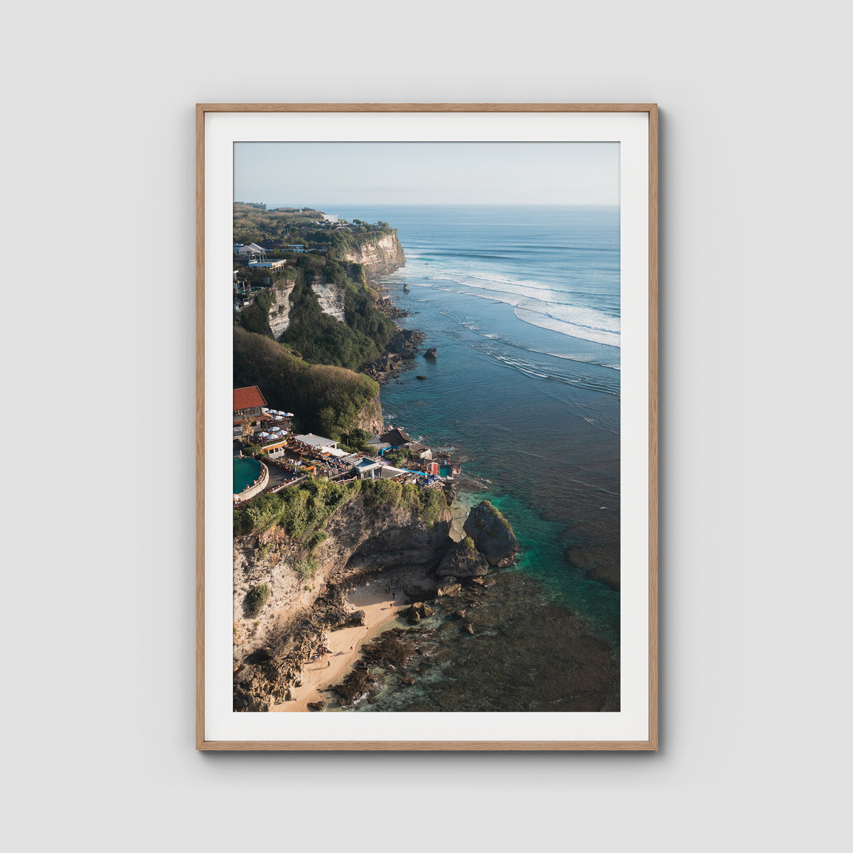 Single Fin Uluwatu  - Art Print - Traditional Frame - Raw Oak - Portrait