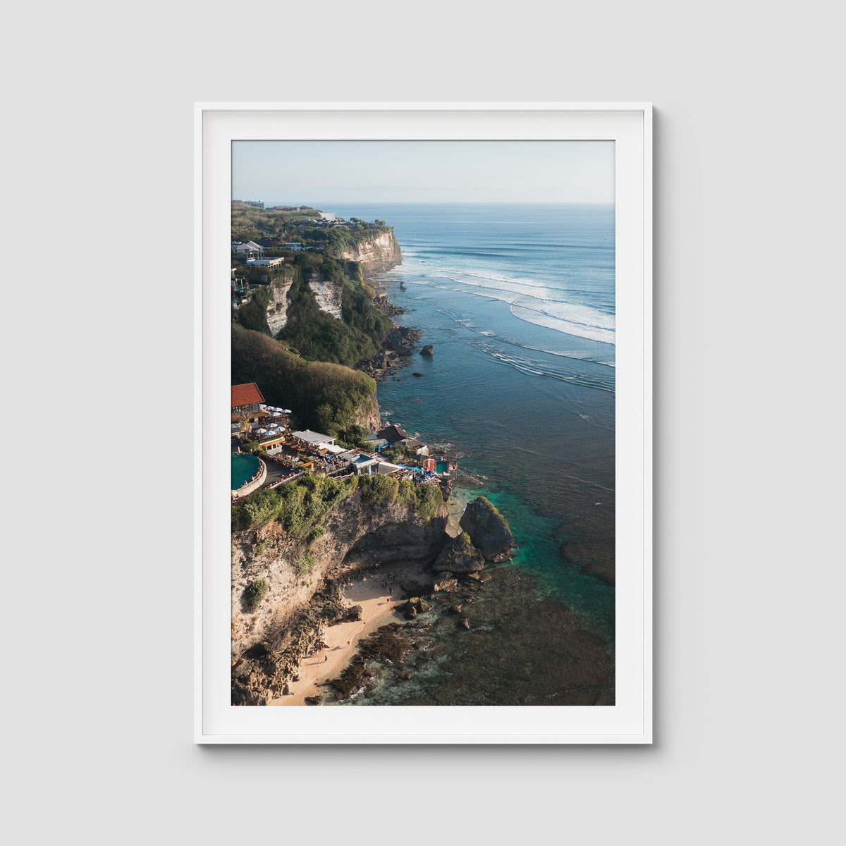 Single Fin Uluwatu  - Art Print - Traditional Frame - White - Portrait