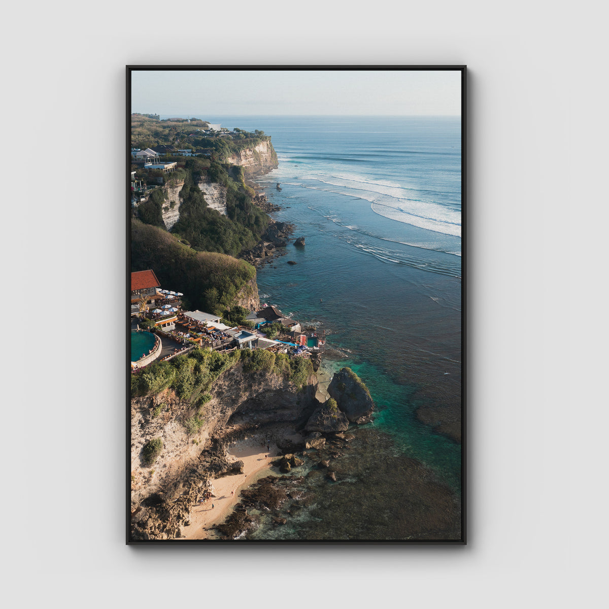 Single Fin Uluwatu  - Art Print - Float Frame Canvas - Black - Portrait