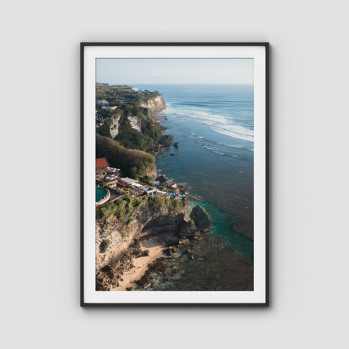 Single Fin Uluwatu  - Art Print - Traditional Frame - Black - Portrait