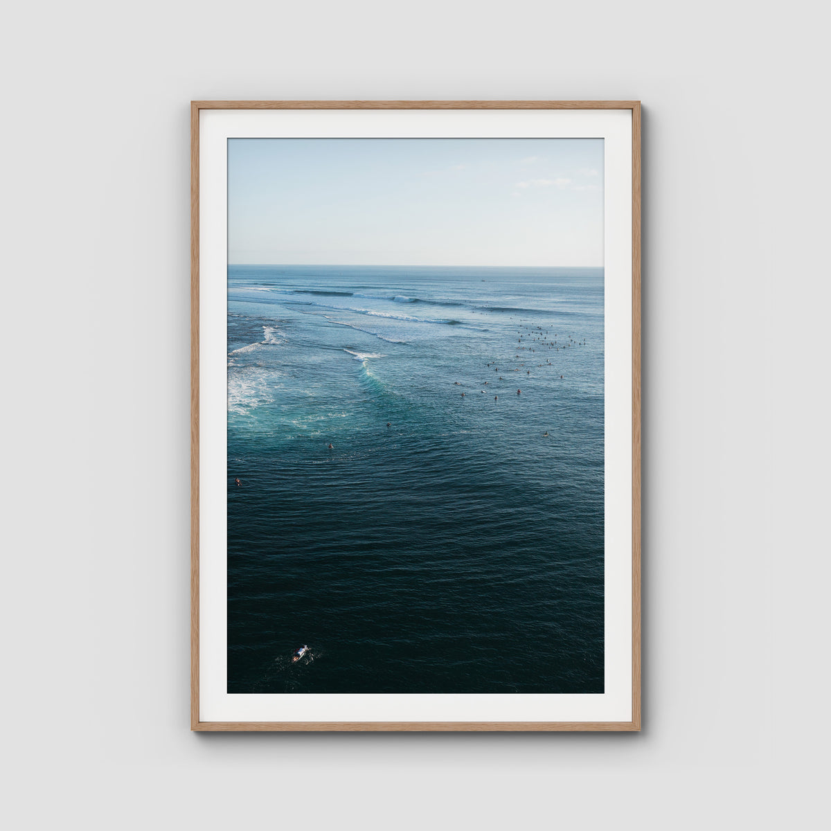 Surf Lineup Uluwatu  - Art Print - Traditional Frame - Raw Oak - Portrait