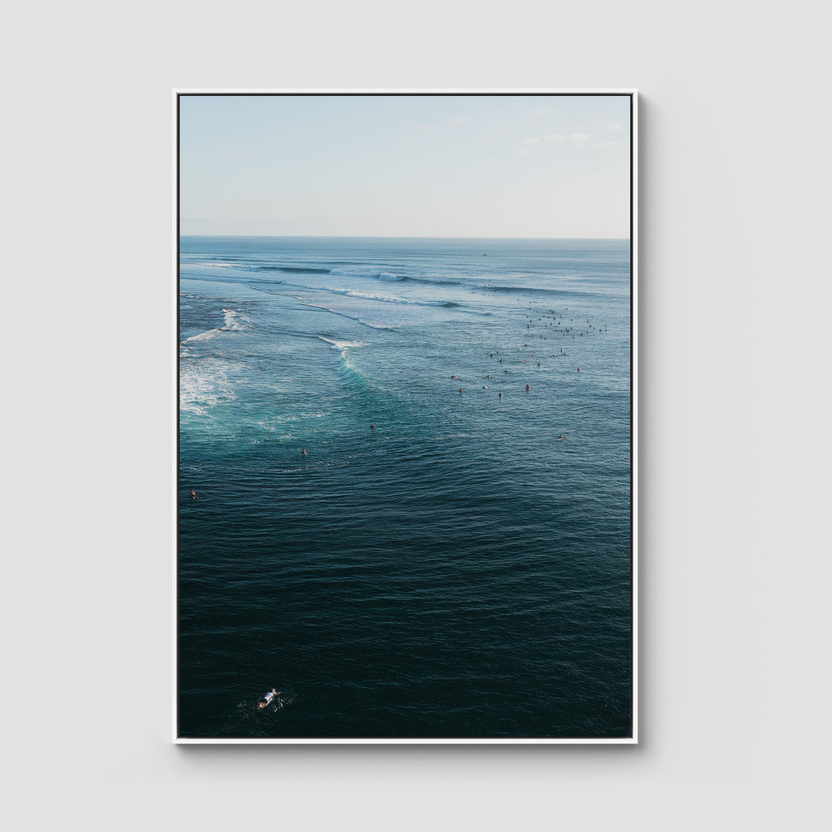 Surf Lineup Uluwatu  - Art Print - Float Frame Canvas - White - Portrait