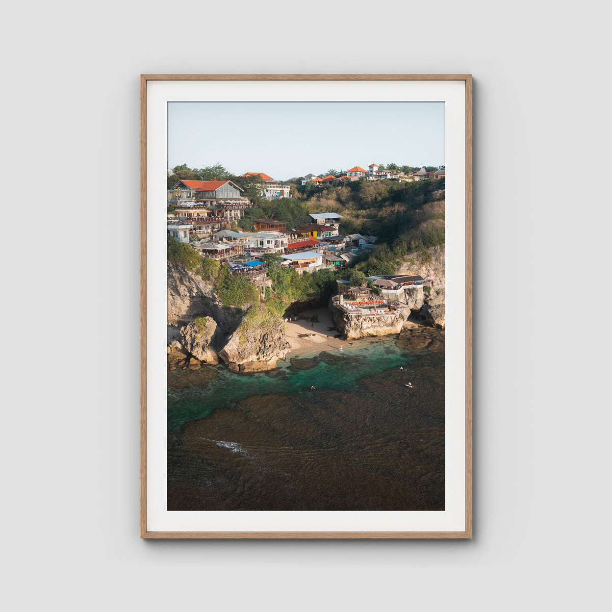 Uluwatu Cave - Art Print - Traditional Frame - Raw Oak - Portrait