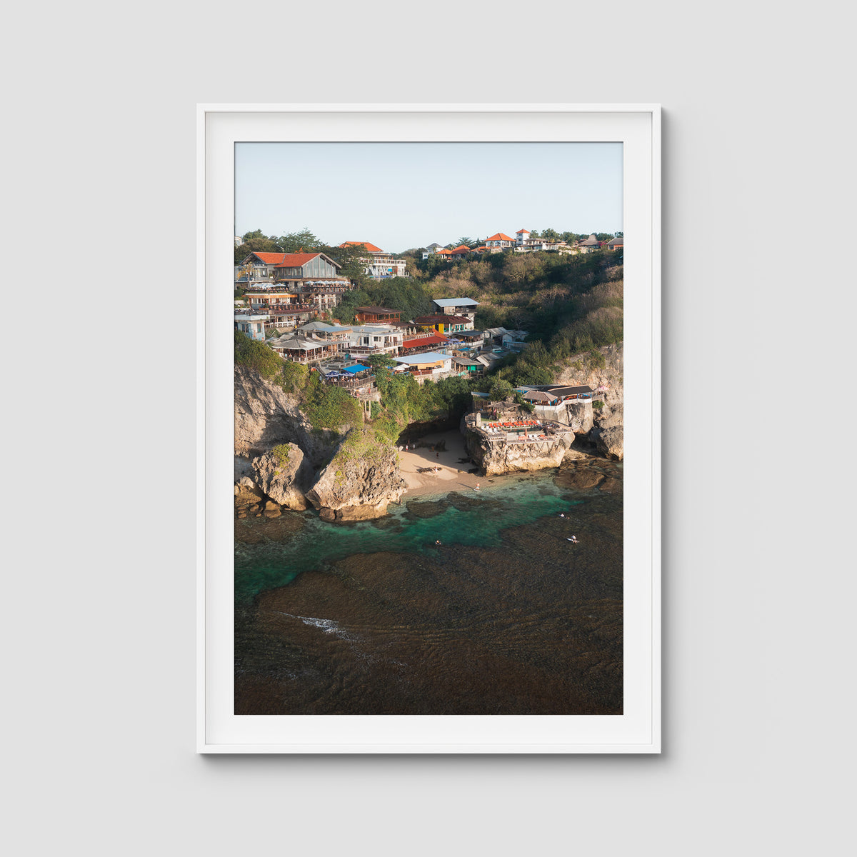Uluwatu Cave - Art Print - Traditional Frame - White - Portrait