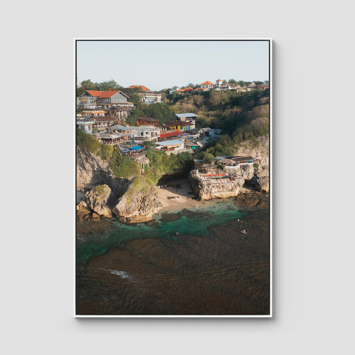 Uluwatu Cave - Art Print - Float Frame Canvas - White - Portrait