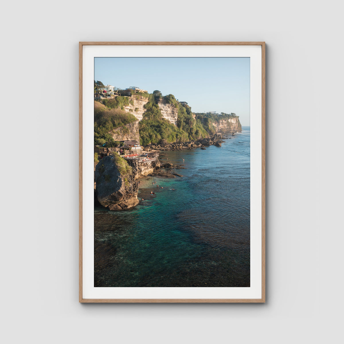 Uluwatu Coastline - Art Print - Traditional Frame - Raw Oak - Portrait